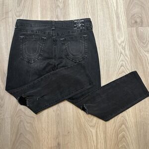 True Religion Jeans Rocco Skinny Mens 38x29 Grey Roasting Wash. Distressed EUC